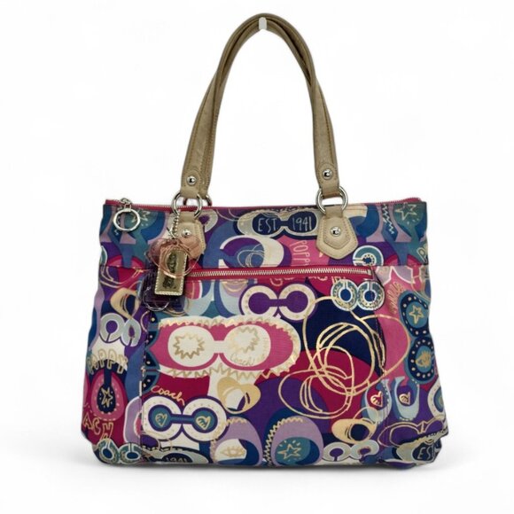 Coach Poppy Pop C Glam Signature Graffiti Pink Gold Large Tote D1120-18342 - Picture 12 of 16